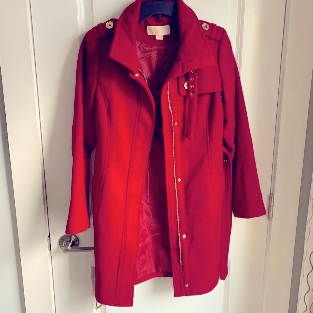 Micheal Kors Wool-Blend Pea Coat - Funnel Neck
